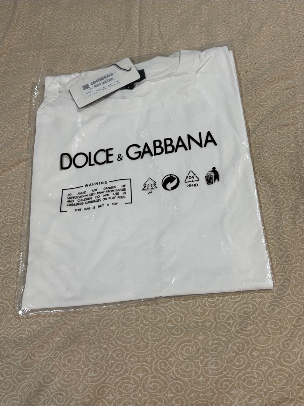 Dolce & Gabbana White Graphic Logo Button-Down Shirt